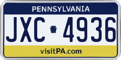 PA license plate JXC4936