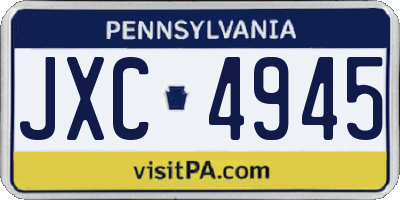 PA license plate JXC4945