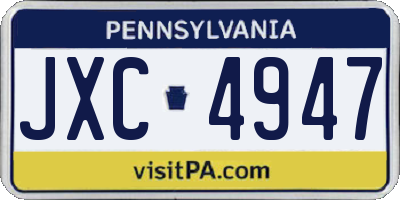 PA license plate JXC4947