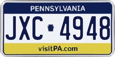 PA license plate JXC4948