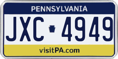 PA license plate JXC4949