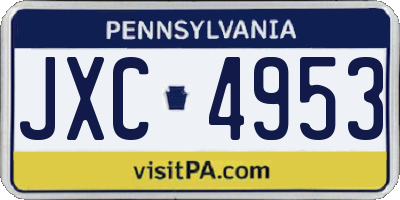 PA license plate JXC4953