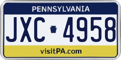 PA license plate JXC4958