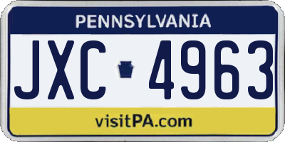 PA license plate JXC4963