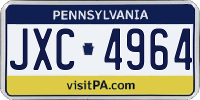 PA license plate JXC4964