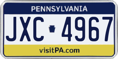 PA license plate JXC4967