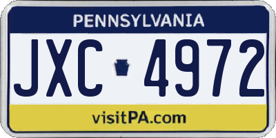 PA license plate JXC4972