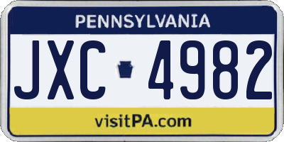 PA license plate JXC4982