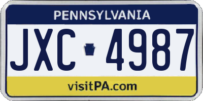 PA license plate JXC4987