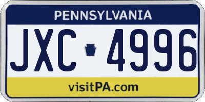 PA license plate JXC4996