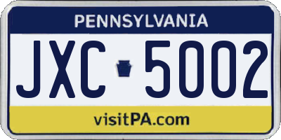 PA license plate JXC5002