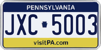 PA license plate JXC5003