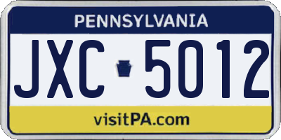 PA license plate JXC5012