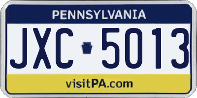 PA license plate JXC5013