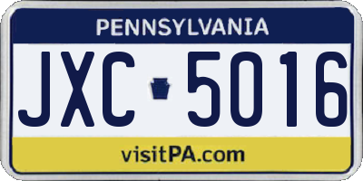 PA license plate JXC5016