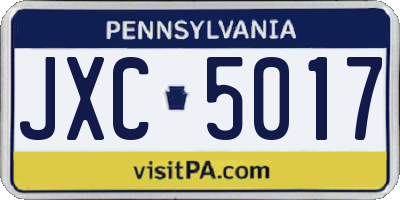 PA license plate JXC5017