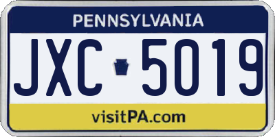 PA license plate JXC5019