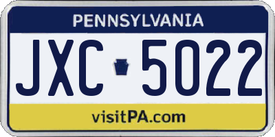 PA license plate JXC5022