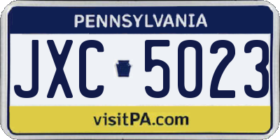 PA license plate JXC5023