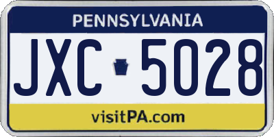 PA license plate JXC5028