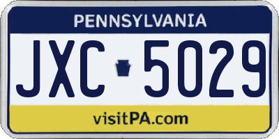 PA license plate JXC5029