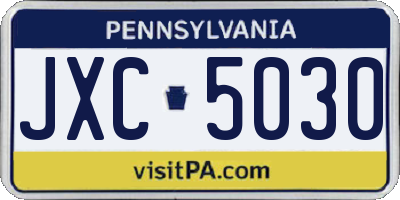 PA license plate JXC5030