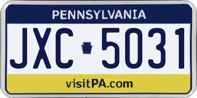 PA license plate JXC5031
