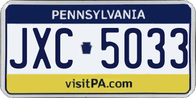 PA license plate JXC5033
