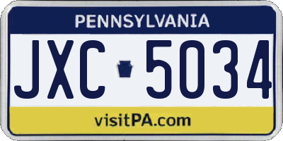 PA license plate JXC5034
