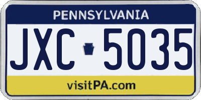PA license plate JXC5035