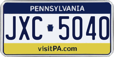 PA license plate JXC5040