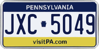 PA license plate JXC5049
