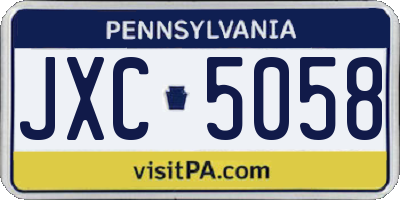 PA license plate JXC5058