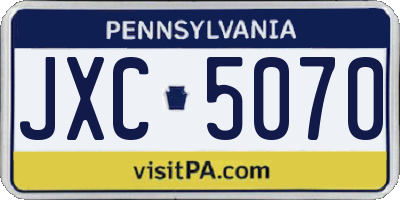 PA license plate JXC5070
