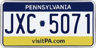 PA license plate JXC5071