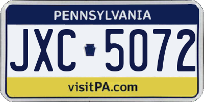 PA license plate JXC5072