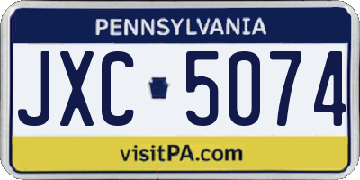 PA license plate JXC5074