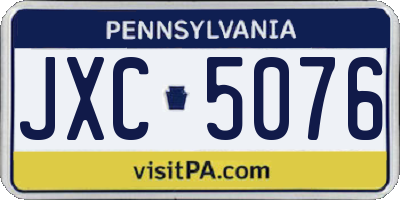 PA license plate JXC5076