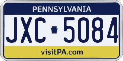PA license plate JXC5084