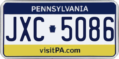 PA license plate JXC5086