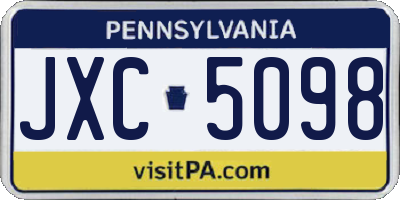 PA license plate JXC5098