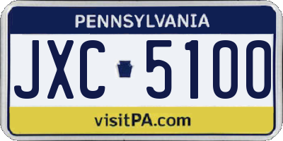 PA license plate JXC5100