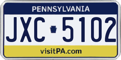 PA license plate JXC5102