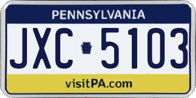 PA license plate JXC5103