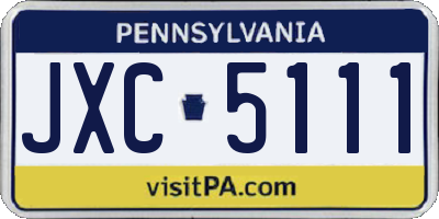 PA license plate JXC5111