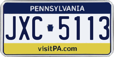PA license plate JXC5113
