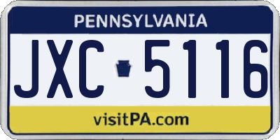 PA license plate JXC5116