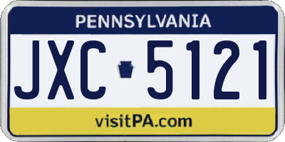 PA license plate JXC5121