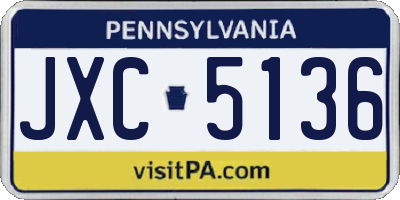 PA license plate JXC5136