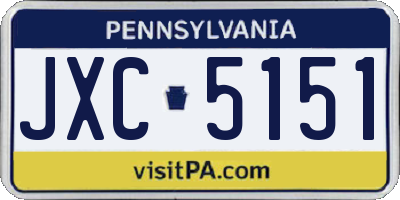 PA license plate JXC5151